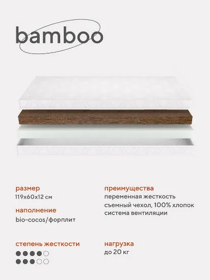 Изображение ДЕТСКИЙ МАТРАС BAMBOO ECO 120*60 СМ